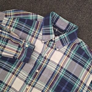 Ralph Lauren Mens Medium Blaire Button Up Shirt Blue Pony Multicolor Plaid‎